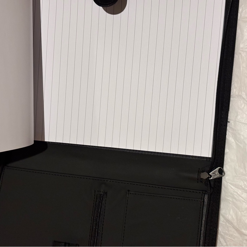 Professional Black Portfolio with Notepad and Pockets